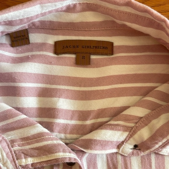 Jachs Girlfriend S long sleeve pink & white button up shirt with front pocket - Picture 5 of 6